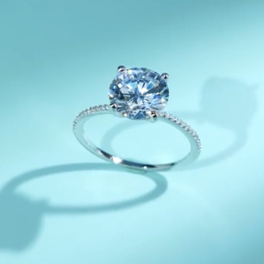 Luxury Sterling Silver Engagement Ring 3CT - Picture 11 of 13